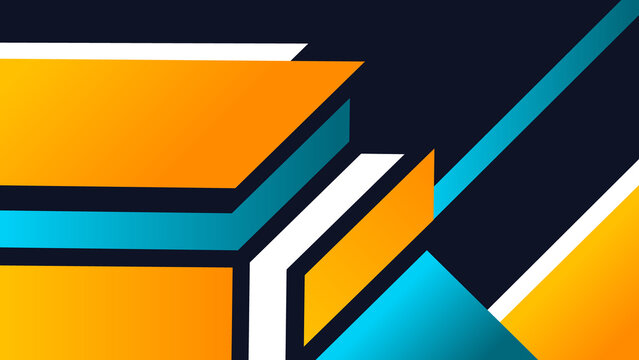 Abstract Background Geometric Arrow Design With Orange Cyan Gradients