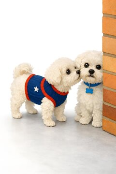 Bichon Frises' playful moment