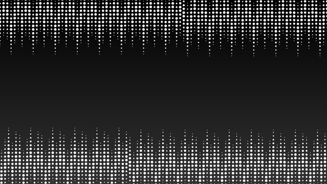 Halftone Dotted Border Background With White Dot Pattern Top and Bottom on Black Gradient