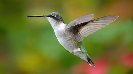 Hummingbird in Flight with Blurred Background