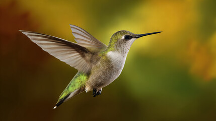 Fototapeta premium Hummingbird in mid-flight against a blurred background