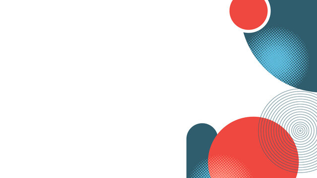 Abstract Geometric Background With Modern Red and Teal Circles, Halftone Pattern Banner Template for Design