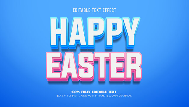happy easter editable text effect 3d vector premium