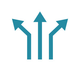 Fototapeta premium Blue arrows icon. Three direction arrows. Growth direction symbol. Minimal vector sign. Business navigation element