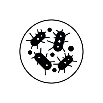 icon pathogenic germs with various hazardous microbial shapes in a circle, isolated against a clean background