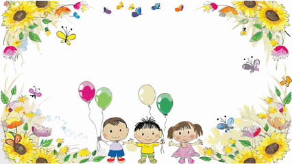 Happy family celebrating with colorful balloons and festive decorations