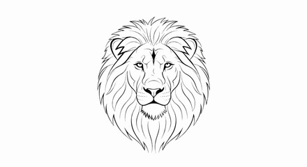 Obraz premium Detailed black line drawing of a majestic lion's face with a full mane
