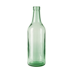 A Green Glass Bottle empty clear isolated on a transparent background