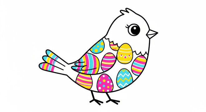 Bird with Colorful Easter Eggs