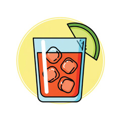 Obraz premium Cartoon glass of Bloody Mary drink.