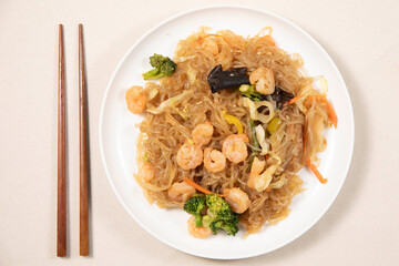 Korean food flat lay composition