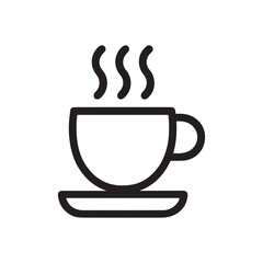 Hot Tea Cup Line Icon Vector  On White Background 
