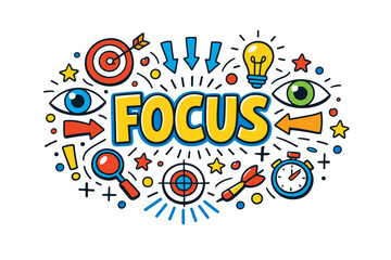 Obraz premium Colorful focus concept with targets and arrows illustration