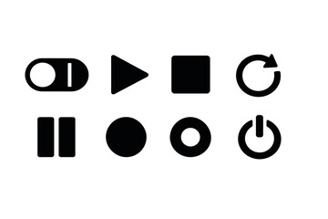 Minimalist black control icons set for interfaces and design