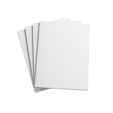 A stack of blank white paper sheets neatly arranged on a white surface. isolated on transparent background