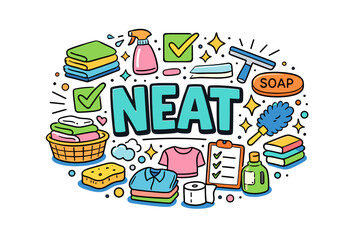Neat cleaning supplies: organized household tools and products for tidy spaces