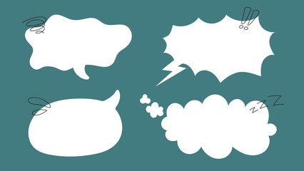 Cute cartoon set of speech bubbles and stickers floating vector illustration