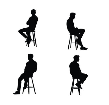  Men Sitting on Bar Stools - Silhouette Collection