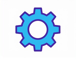 AI Generated image of Blue Gear Icon with Twelve Teeth. 