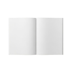 A blank open book with white pages on a white background isolated on transparent background