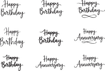 Birthday and anniversary wishes in elegant black calligraphy on white background © Muttaqin