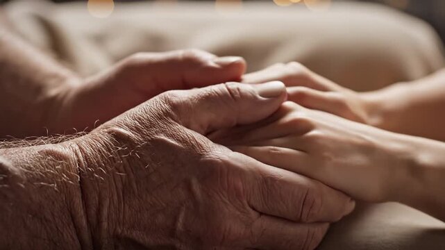 Caring hands holding with support.