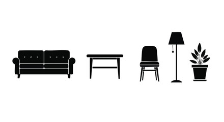 Fototapeta premium Set of 5 furniture icons vector