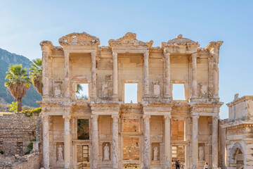 Fototapeta premium The facade of the Library of Celsus, in Ephesus, near Selçuk, western Turkey