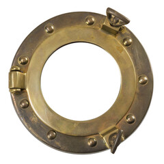 Brass porthole isolated with transparent background