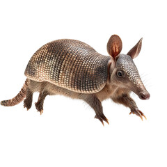 Fototapeta premium PNG of A lively armadillo with a unique shell pattern, showcasing its distinct features.