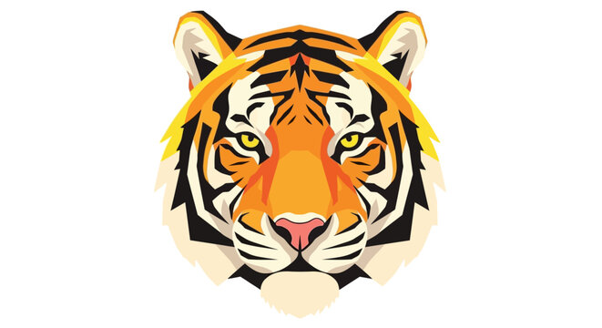 Vibrant Tiger Head Illustration with Orange and Black Stripes.