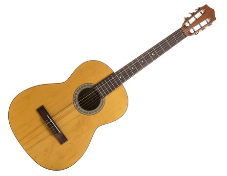 Acoustic six-string guitar isolated with transparency