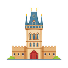 Cartoon illustration of a tall castle tower on a white background © Diorin