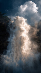 Fototapeta premium Powerful Waterfall in a Majestic Cliff Landscape