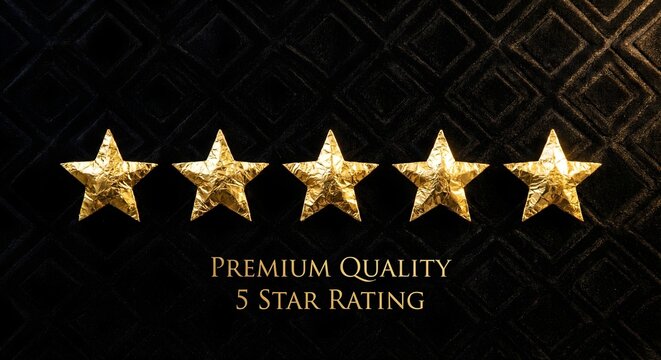Premium Quality Glittery Gold Stars on Ornate Black and Gold Luxury Pattern