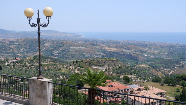 Terrace views from the hilltop town of Gerace, Calabria, Italy