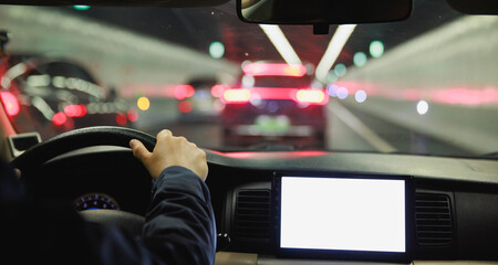 Fototapeta premium People driving car in tunnel