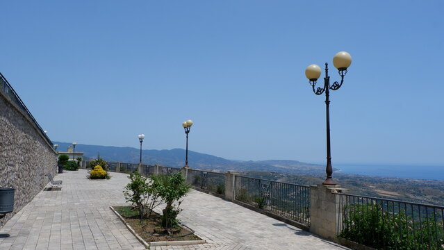 Terrace views from the hilltop town of Gerace, Calabria, Italy