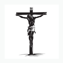silhouette of a statue of Jesus on the cross