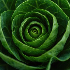 Fototapeta premium A macro shot capturing the intricate, deep texture of vibrant, healthy, curly green vegetable leaves. Focusing on fresh organic food background ,leaf ,healthy ,nature