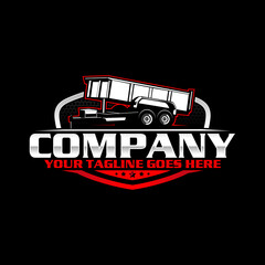 Dump Trailer Logo Design for Junk Removal and Trailer Rental Service, Heavy Duty Construction Vector Illustration