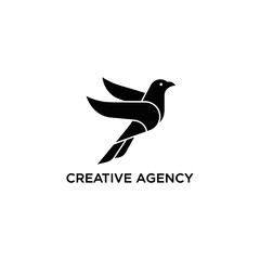Obraz premium Minimalist black bird logo for a creative agency.