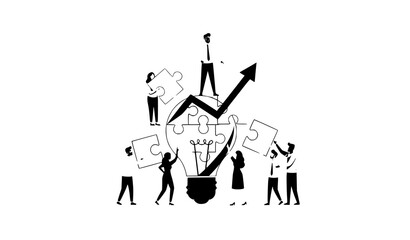 Creative Teamwork and Business Strategy Vector Concept © Protima