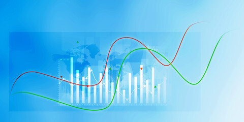 2d illustration Stock market online business concept. business Graph