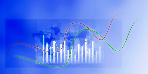2d illustration Stock market online business concept. business Graph