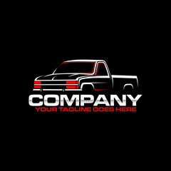 American Pickup Truck Logo Design, Heavy Duty Transport Vehicle Vector Illustration