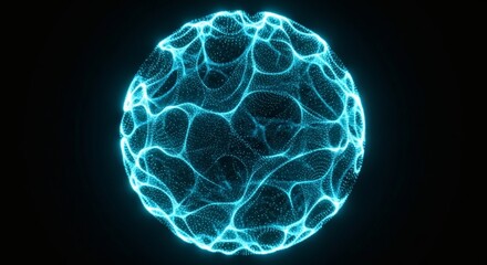 Bright Cyan Glowing Plasma Energy Sphere on Black Background
