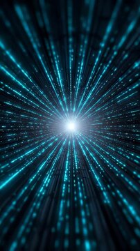 Futuristic Digital Data Stream with Glowing Light in Abstract Matrix Environment