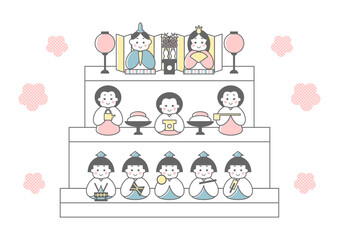ひなまつりひな人形のイラスト