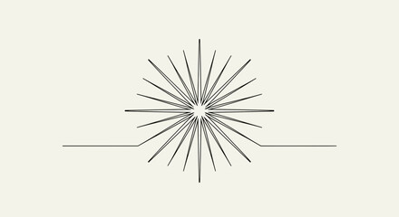 Obraz premium Abstract Starburst Graphic Element with Horizontal Line on Cream Background